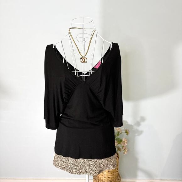 Cute vintage y2k black babydoll wrap blouse top - Picture 1 of 6